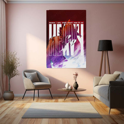 Anime Metal Poster | Goku Heavy Weight Anime Metal Poster | “Because I Carry Weight Doesn’t Mean It’s Not Heavy” Motivational Wall Art | Saiyan Metal Print