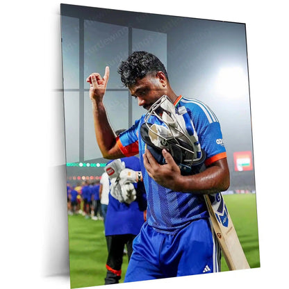 Cricket Metal Poster | Sanju Samson | ICC Men's T20 World Cup, 2026 | Indian Cricket Star Metal Frame | Cricket Wall Art - TURTLEWINGS 