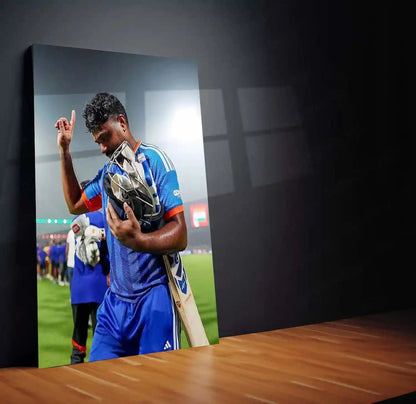 Cricket Metal Poster | Sanju Samson | ICC Men's T20 World Cup, 2026 | Indian Cricket Star Metal Frame | Cricket Wall Art - TURTLEWINGS 