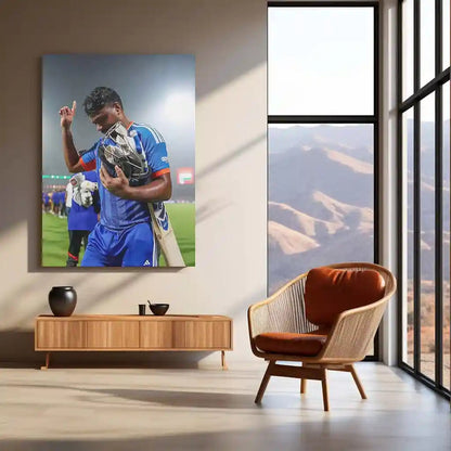 Cricket Metal Poster | Sanju Samson | ICC Men's T20 World Cup, 2026 | Indian Cricket Star Metal Frame | Cricket Wall Art - TURTLEWINGS 