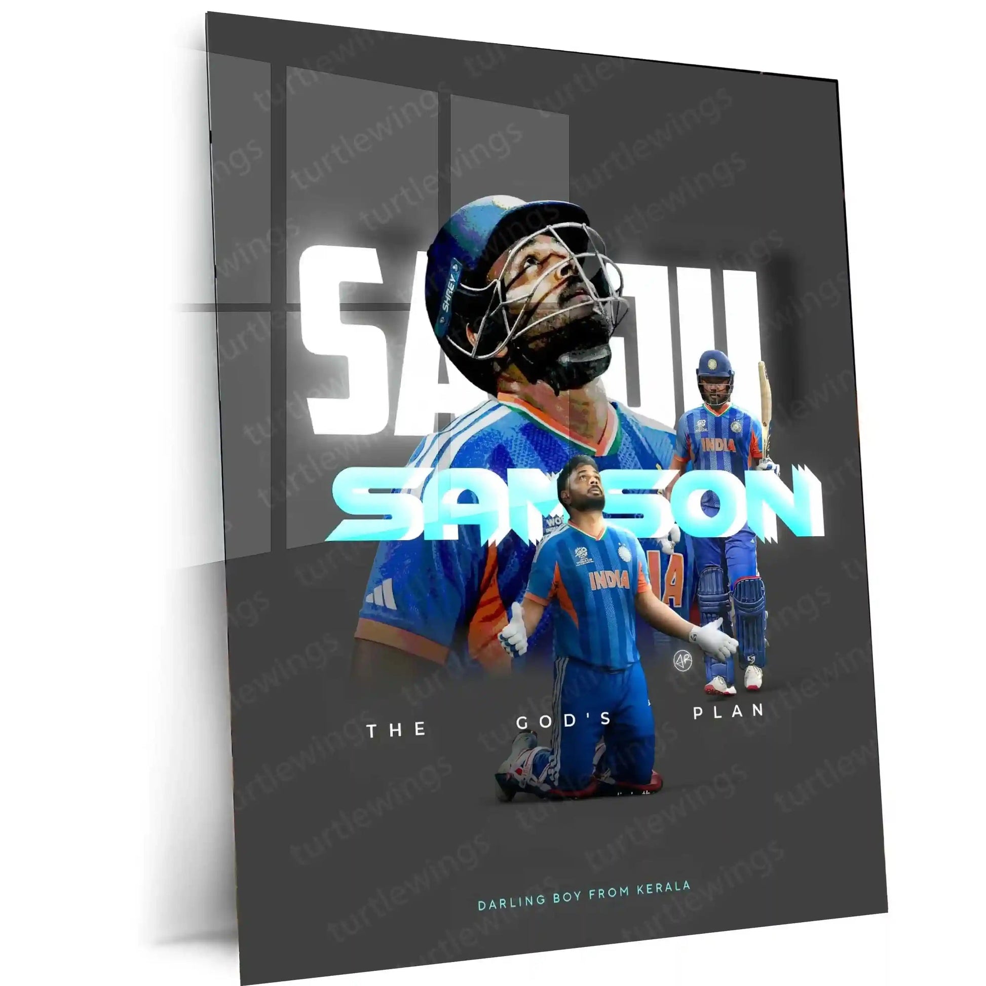 Cricket Metal Poster | Sanju Samson | ICC Men's T20 World Cup, 2026 | Indian Cricket Star Metal Frame | Cricket Wall Art 01 - TURTLEWINGS 