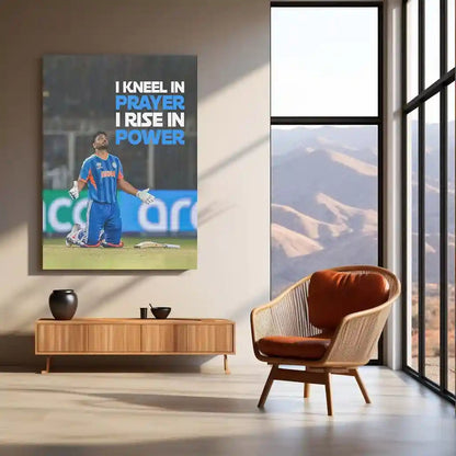 Cricket Metal Poster | Sanju Samson – I Kneel in Prayer, I Rise in Power | ICC Men's T20 World Cup, 2026 | Cricket Wall Art - TURTLEWINGS 