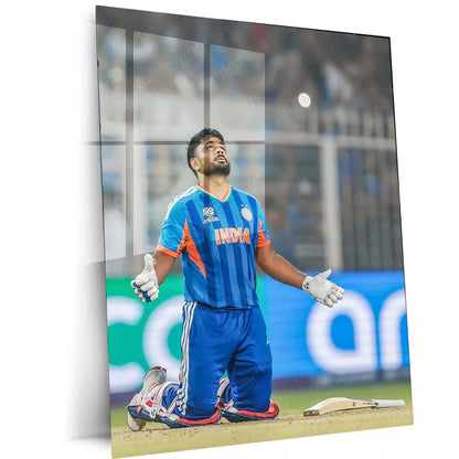 Cricket Metal Poster | Sanju Samson | ICC Men's T20 World Cup, 2026 | Indian Cricket Star Metal Frame | Cricket Wall Art 02 - TURTLEWINGS 