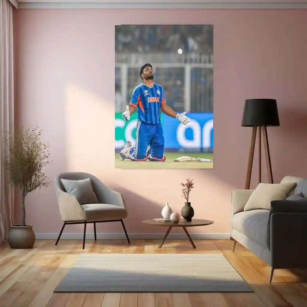 Cricket Metal Poster | Sanju Samson | ICC Men's T20 World Cup, 2026 | Indian Cricket Star Metal Frame | Cricket Wall Art 02 - TURTLEWINGS 
