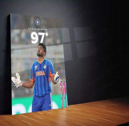 Cricket Metal Poster | Sanju Samson | ICC Men's T20 World Cup, 2026 | Indian Cricket Star Metal Frame | Cricket Wall Art 04 - TURTLEWINGS 