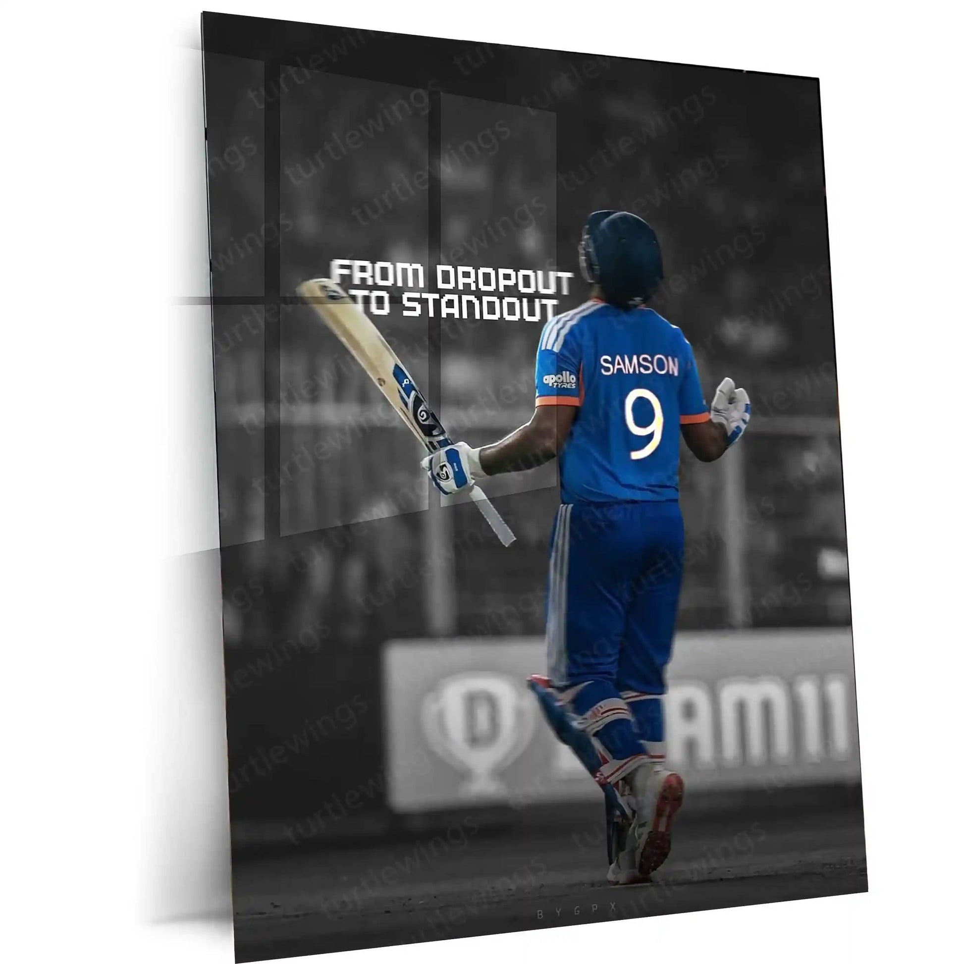 Cricket Metal Poster | Sanju Samson | ICC Men's T20 World Cup, 2026 | Indian Cricket Star Metal Frame | Cricket Wall Art 05 - TURTLEWINGS 