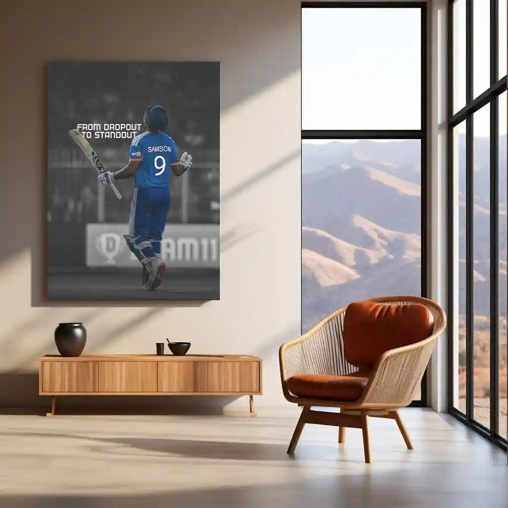 Cricket Metal Poster | Sanju Samson | ICC Men's T20 World Cup, 2026 | Indian Cricket Star Metal Frame | Cricket Wall Art 05 - TURTLEWINGS 