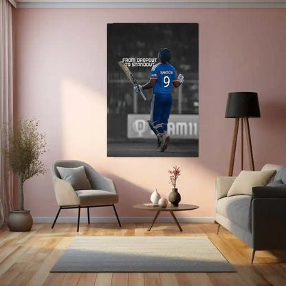 Cricket Metal Poster | Sanju Samson | ICC Men's T20 World Cup, 2026 | Indian Cricket Star Metal Frame | Cricket Wall Art 05 - TURTLEWINGS 