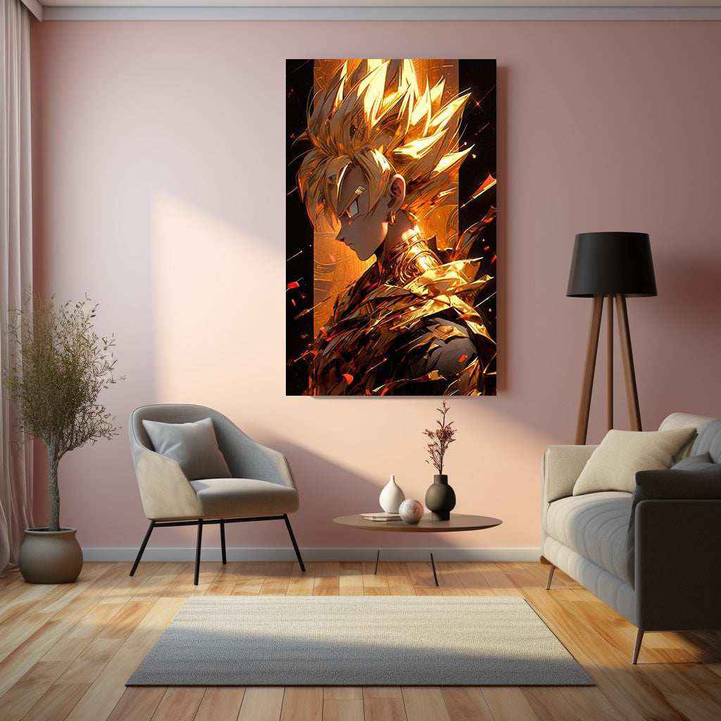 Goku dbz Metal Poster | Saiyan Warrior Wall Art | Anime Power-Up Decor - TURTLEWINGS