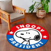 Snoopy President Round Flat Rug | Cute Snoopy Cartoon Floor Mat | Anti-Slip 3 mm Absorbent Circle Flat Rug for Bedroom, Gaming Room & Kids Room Decor