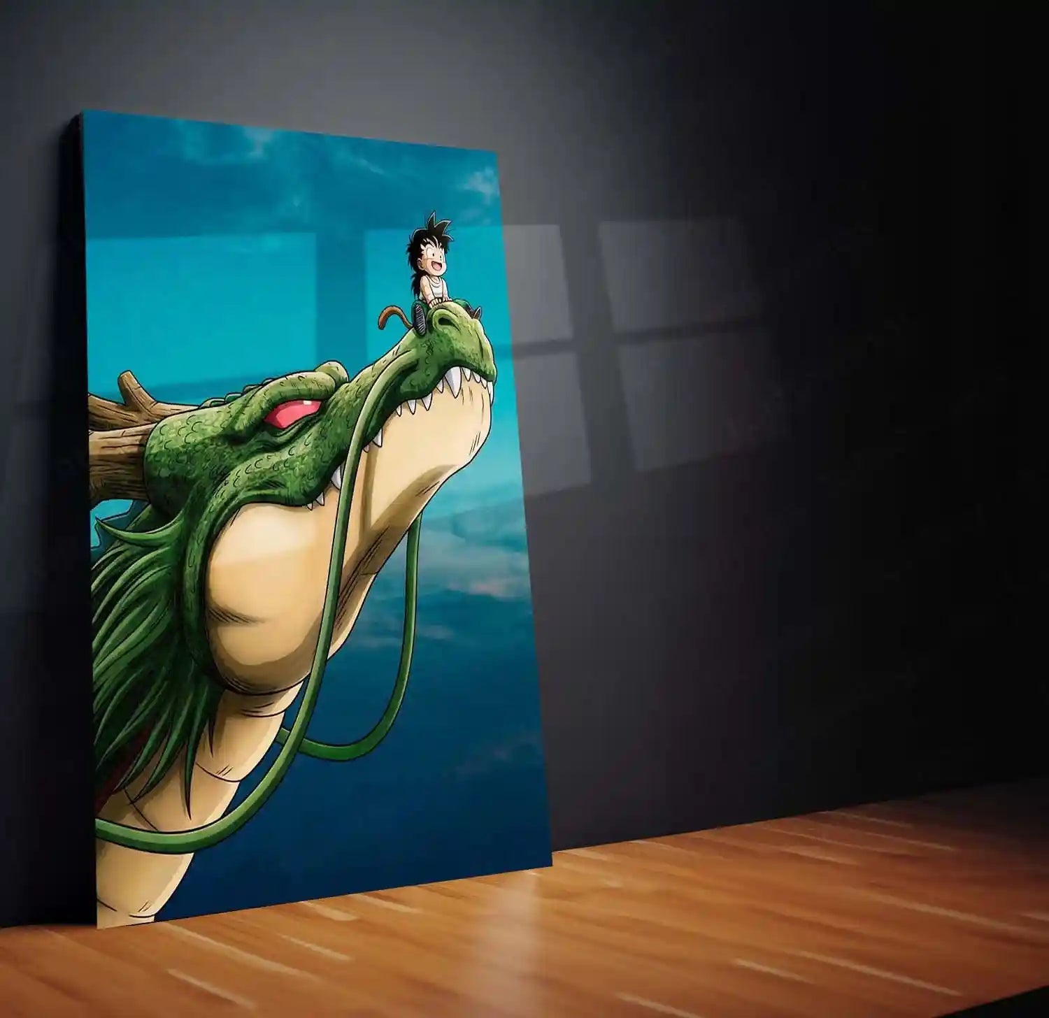 Anime Metal Poster | Shenron Dragon Metal Poster | Kid Goku Anime Wall Art | Dragon Ball Z Shenron Frame | Anime Room Decor - TURTLEWINGS