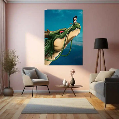 Anime Metal Poster | Shenron Dragon Metal Poster | Kid Goku Anime Wall Art | Dragon Ball Z Shenron Frame | Anime Room Decor - TURTLEWINGS