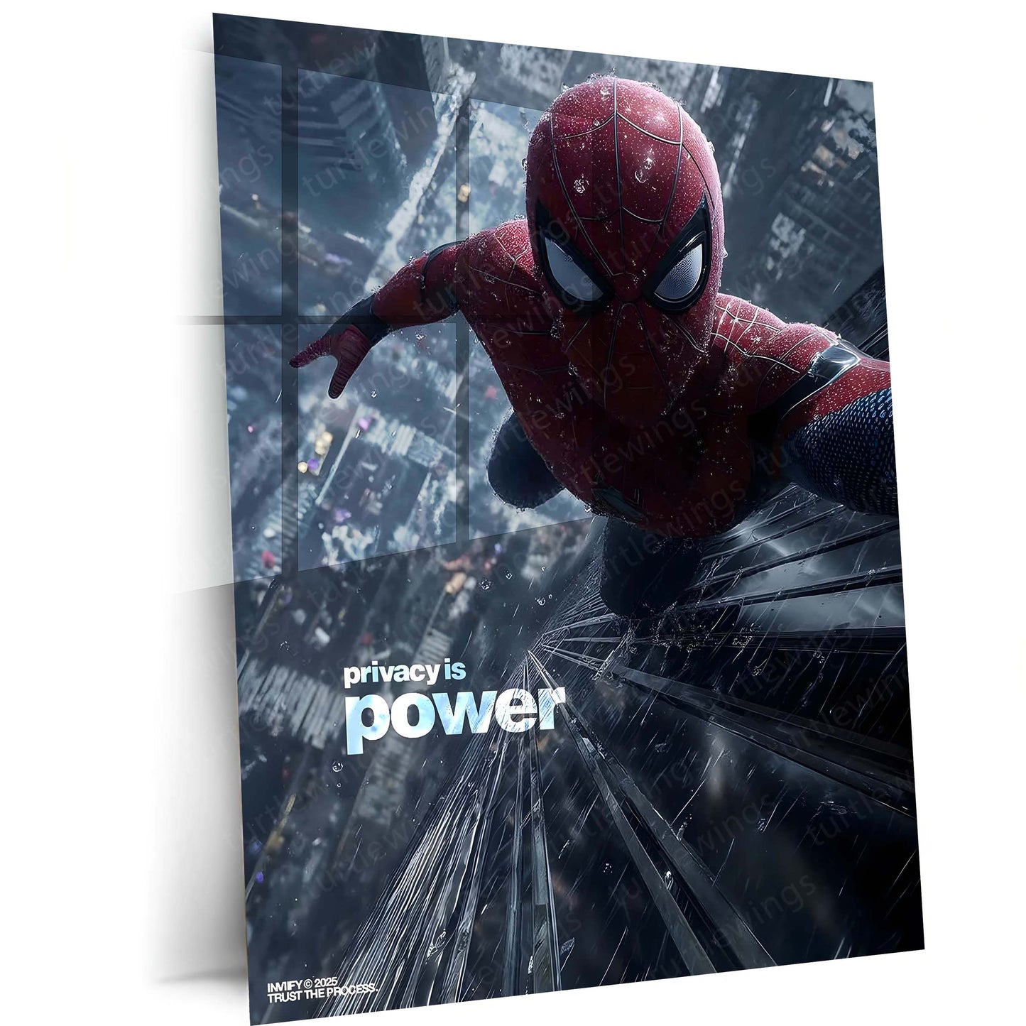 Spider-Man – Privacy Is Power | Marvel-Inspired Metal Frame | Superhero Wall