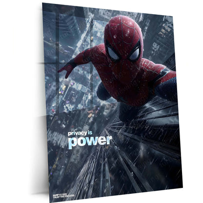Spider-Man – Privacy Is Power | Marvel-Inspired Metal Frame | Superhero Wall