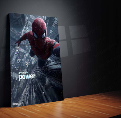 Spider-Man – Privacy Is Power | Marvel-Inspired Metal Frame | Superhero Wall