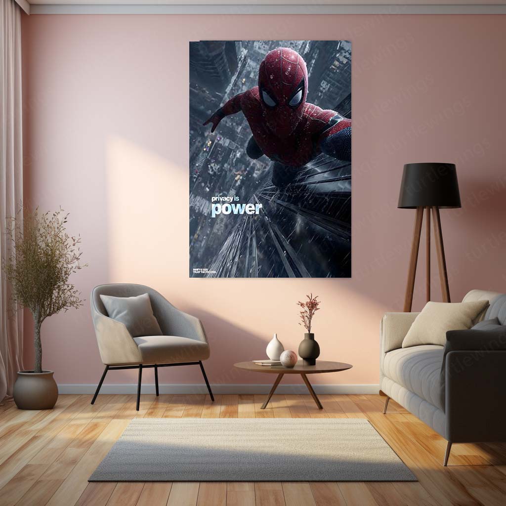 Spider-Man – Privacy Is Power | Marvel-Inspired Metal Frame | Superhero Wall