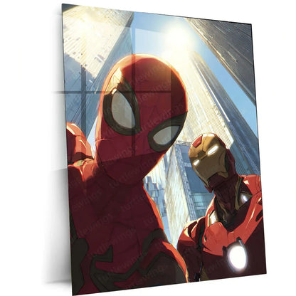 Anime Metal Poster | Spider-Man & Iron Man – Marvel Superhero Metal Poster | Avengers Wall Frame | Marvel Collector Art - TURTLEWINGS