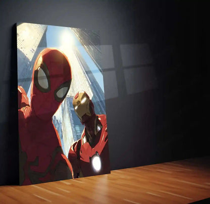 Anime Metal Poster | Spider-Man & Iron Man – Marvel Superhero Metal Poster | Avengers Wall Frame | Marvel Collector Art - TURTLEWINGS