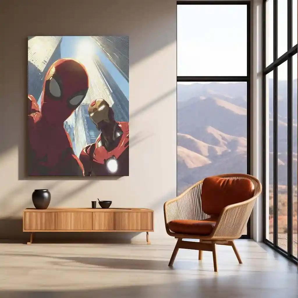 Anime Metal Poster | Spider-Man & Iron Man – Marvel Superhero Metal Poster | Avengers Wall Frame | Marvel Collector Art - TURTLEWINGS