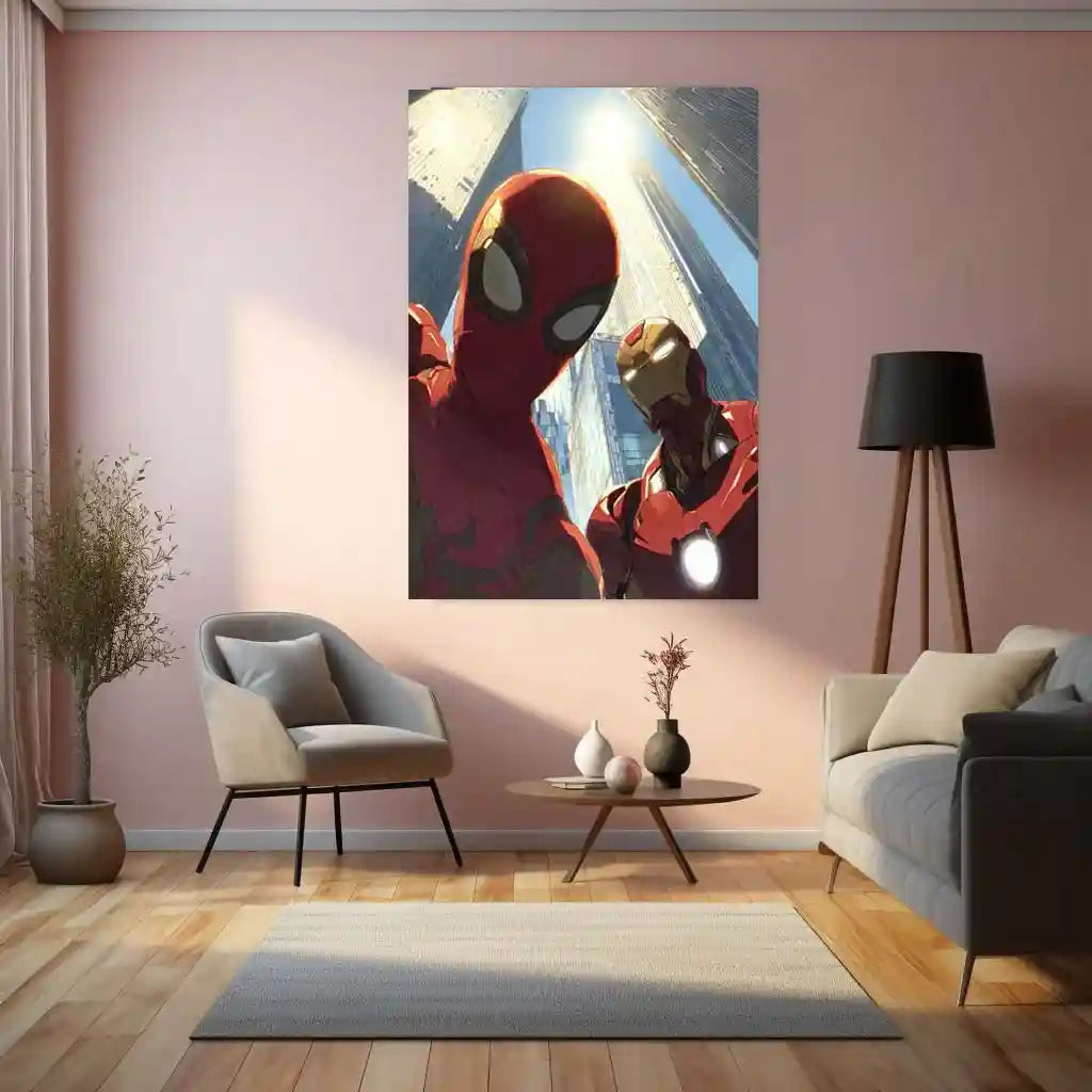 Anime Metal Poster | Spider-Man & Iron Man – Marvel Superhero Metal Poster | Avengers Wall Frame | Marvel Collector Art - TURTLEWINGS