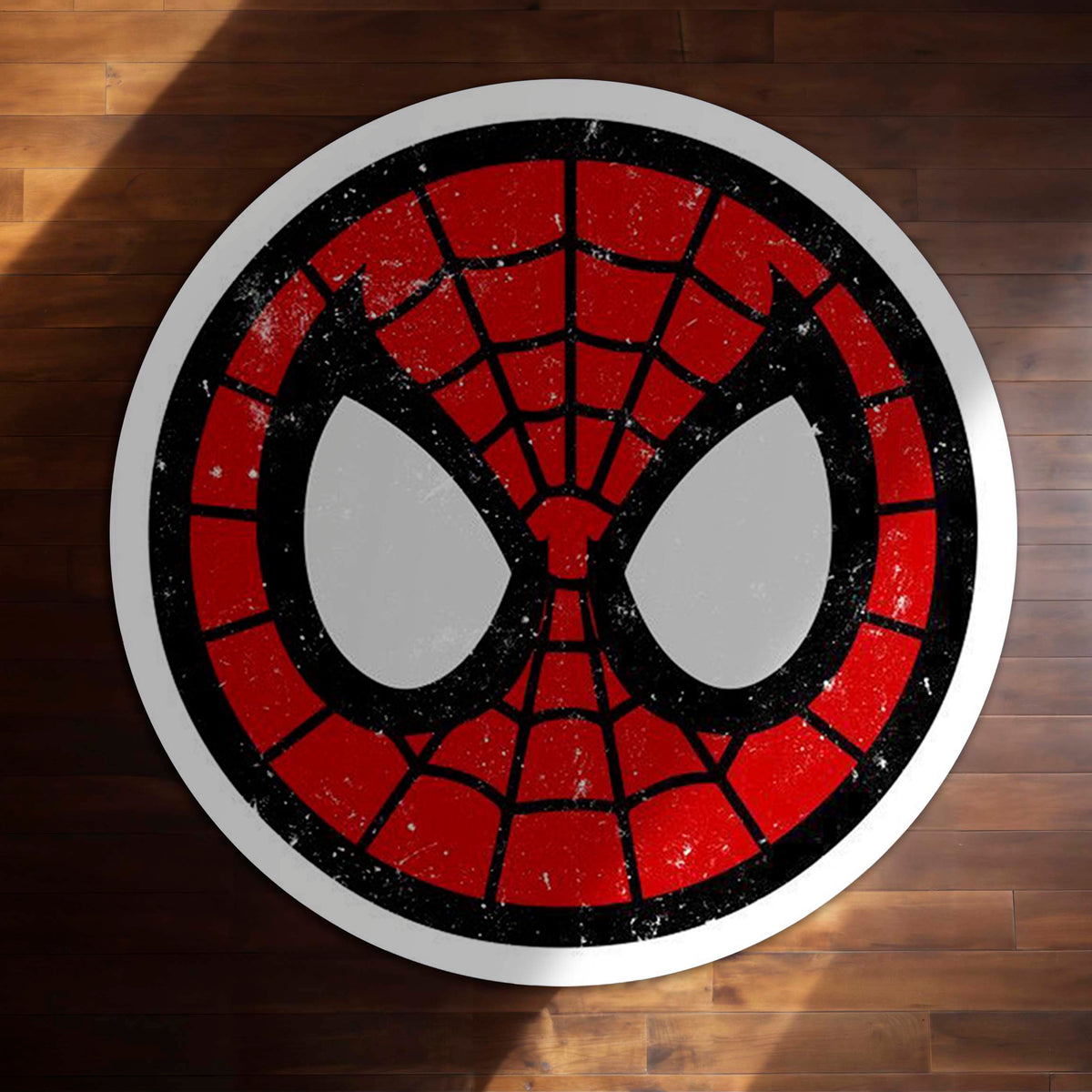 Spider-Man Face Round Flat Rug | Marvel Superhero Inspired Floor Mat | Anti-Slip 3 mm Absorbent Circle Flat Rug for Bedroom, Gaming Room & Kids Room