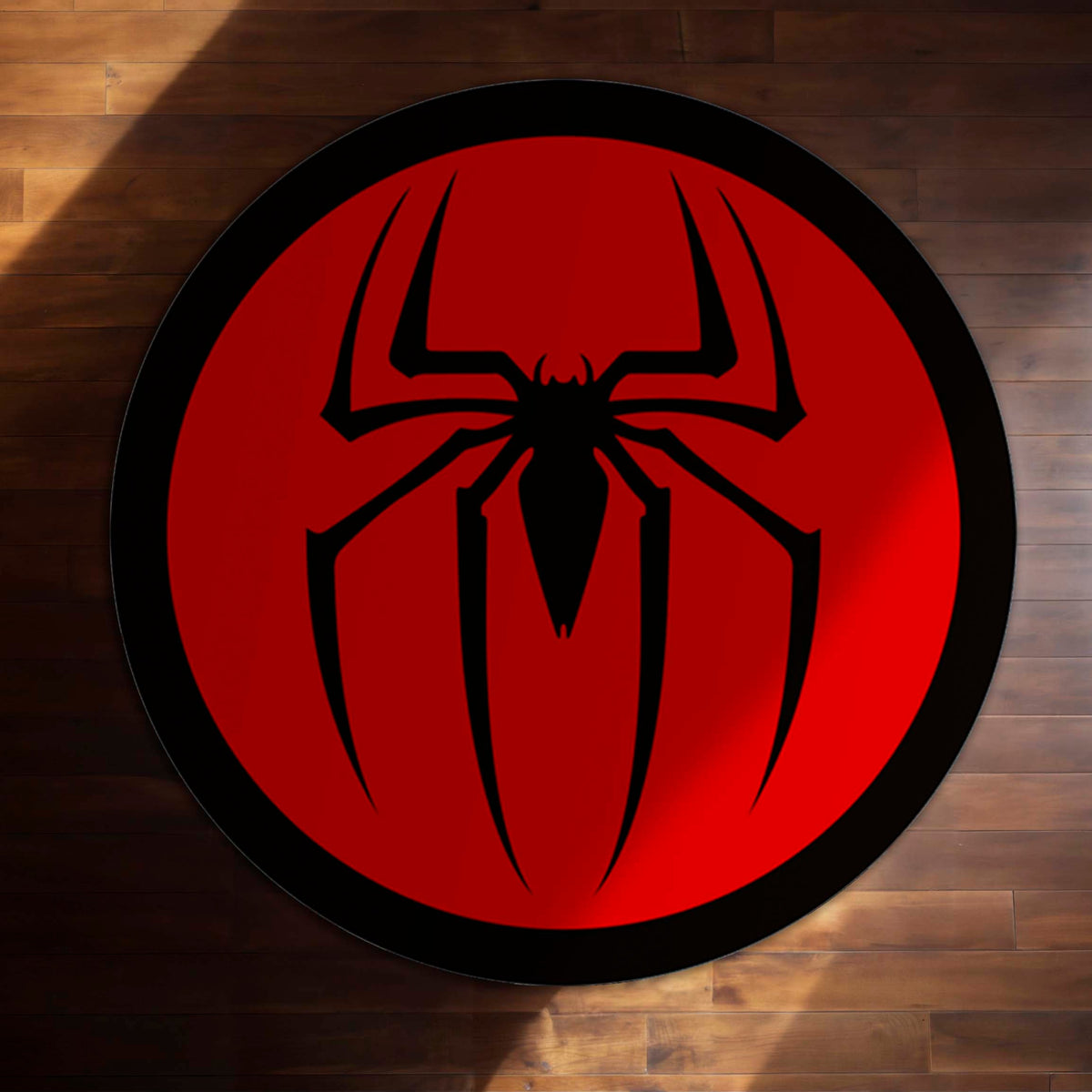 Spider-Man Logo Round Flat Rug | Marvel Superhero Symbol Floor Mat | Anti-Slip 3 mm Absorbent Circle Flat Rug for Bedroom, Gaming Room & Kids Room