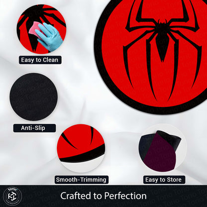 Spider-Man Logo Round Flat Rug | Marvel Superhero Symbol Floor Mat | Anti-Slip 3 mm Absorbent Circle Flat Rug for Bedroom, Gaming Room & Kids Room