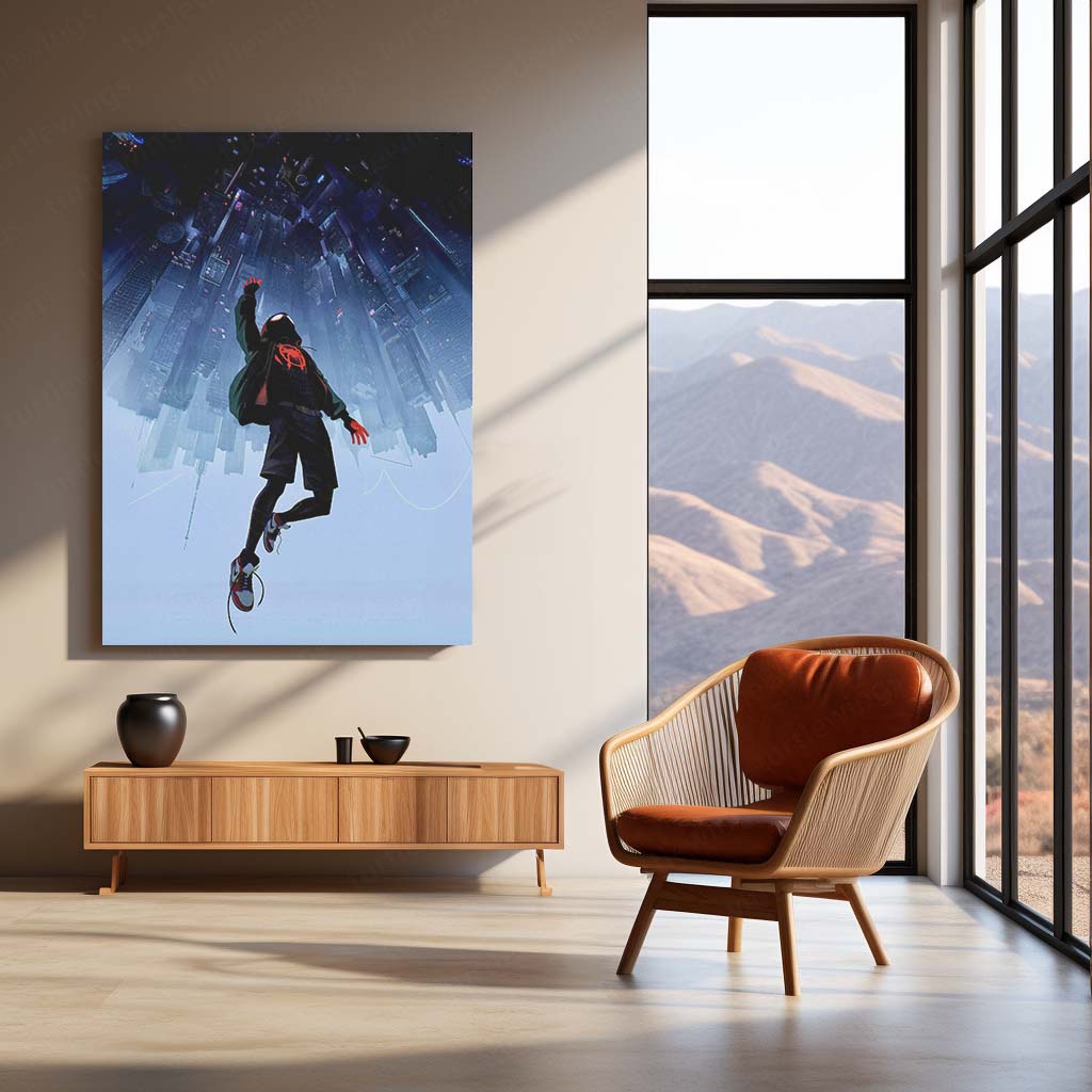 Spiderverse Metal Frame | Miles Morales Wall Art | Premium HD Metal Poster