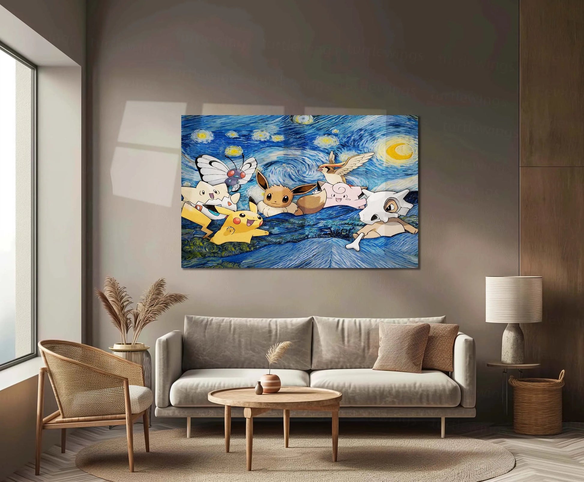 Pokemon Starry Night Artwork | Anime × Classic Art Fusion Metal Poster - TURTLEWINGS
