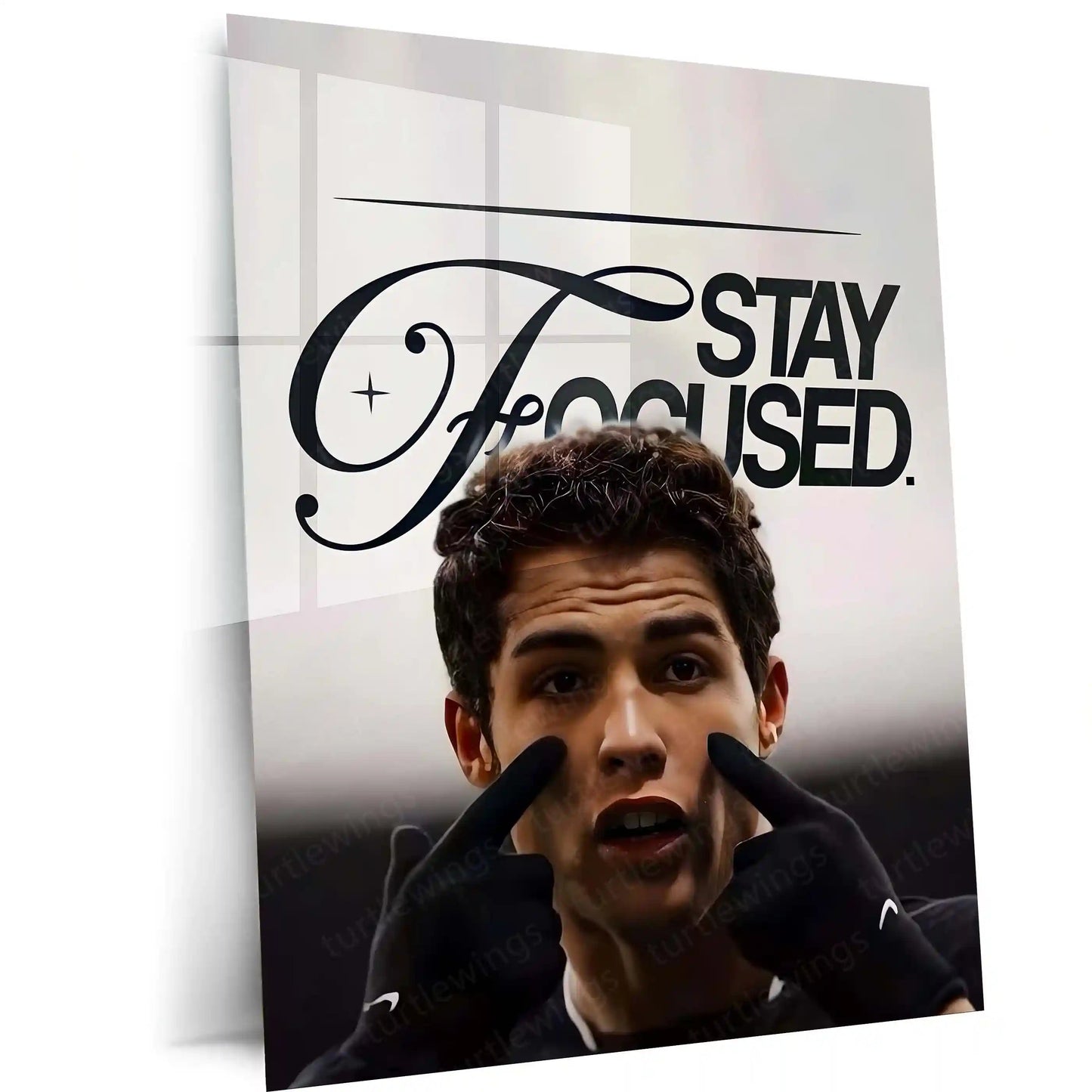 Quote Metal Poster | Cristiano Ronaldo – Stay Focused Metal Frame | Elite Discipline Football Wall Art | Motivational Quote Metal Poster - TURTLEWINGS