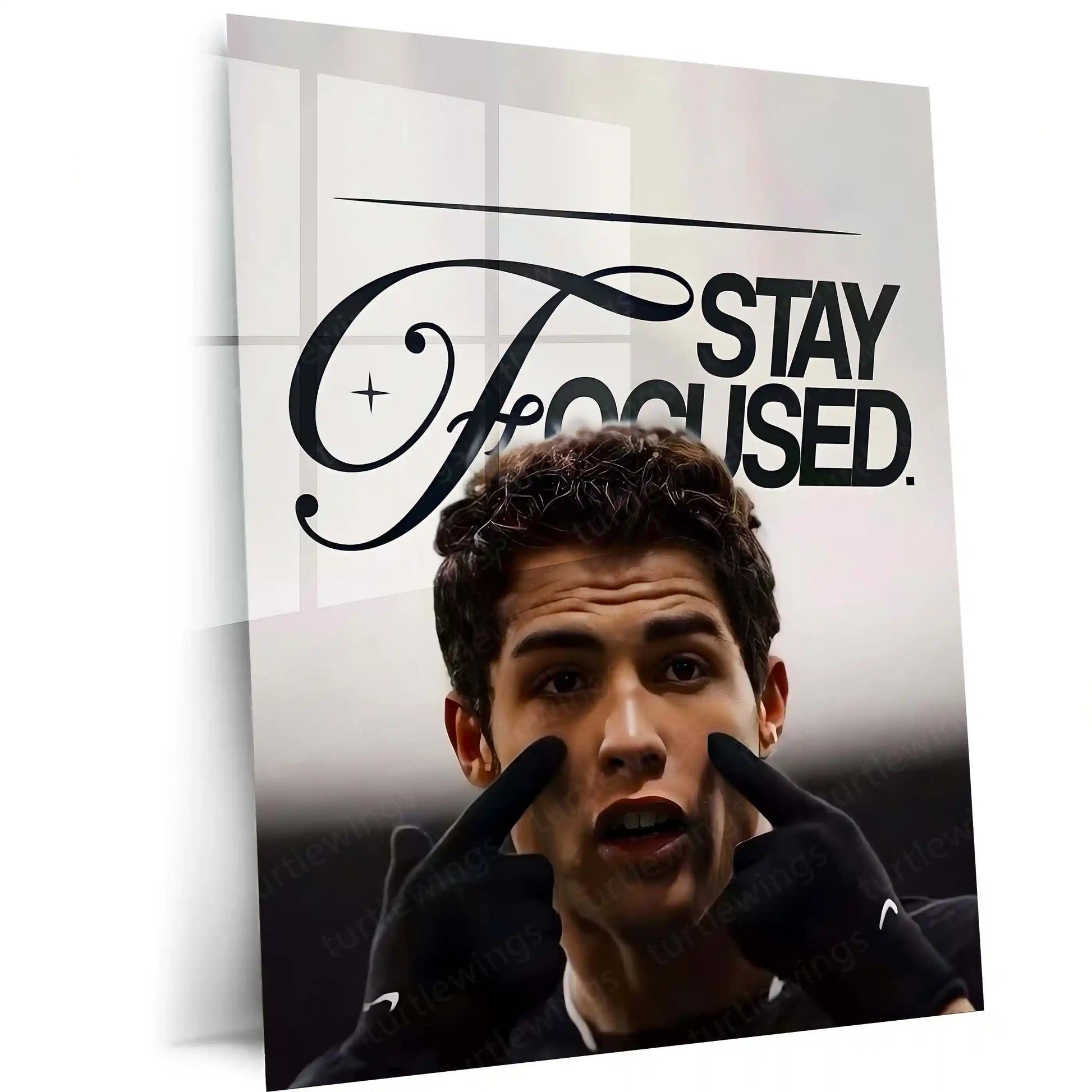 Quote Metal Poster | Cristiano Ronaldo – Stay Focused Metal Frame | Elite Discipline Football Wall Art | Motivational Quote Metal Poster - TURTLEWINGS