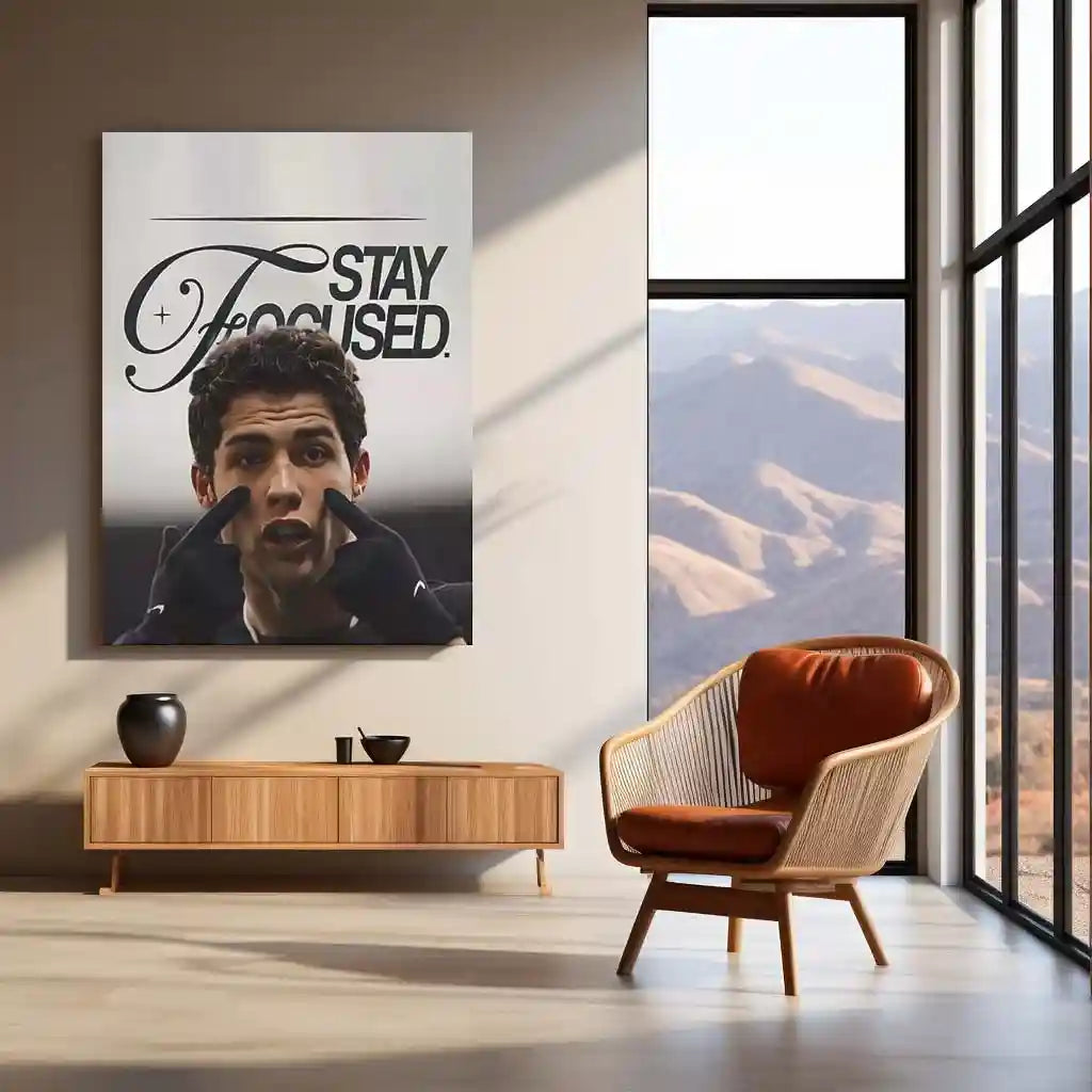 Quote Metal Poster | Cristiano Ronaldo – Stay Focused Metal Frame | Elite Discipline Football Wall Art | Motivational Quote Metal Poster - TURTLEWINGS