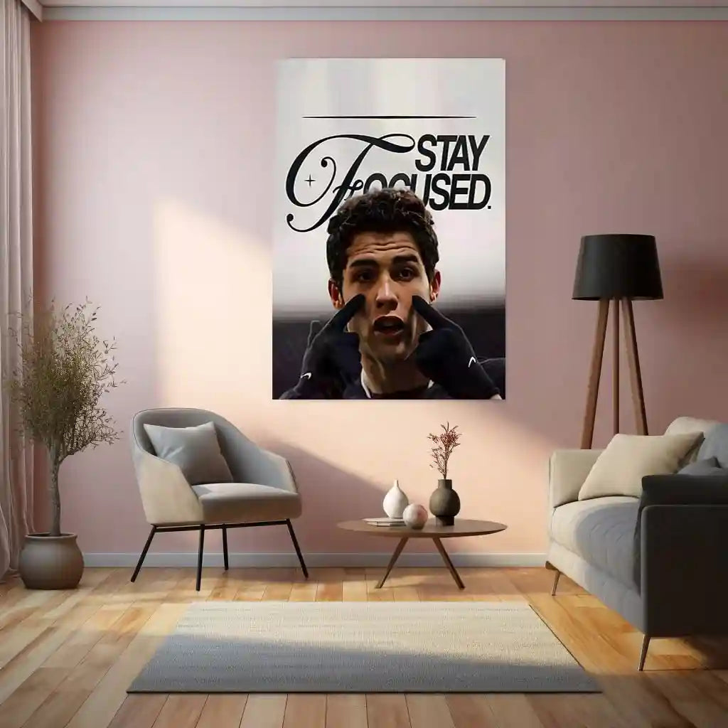 Quote Metal Poster | Cristiano Ronaldo – Stay Focused Metal Frame | Elite Discipline Football Wall Art | Motivational Quote Metal Poster - TURTLEWINGS