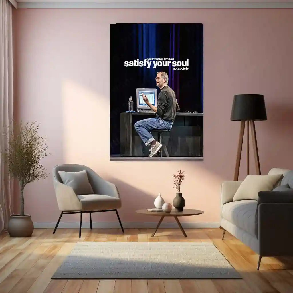 Quote Metal Poster | Steve Jobs – Satisfy Your Soul, Not Society | Visionary Mindset Metal Poster - TURTLEWINGS 