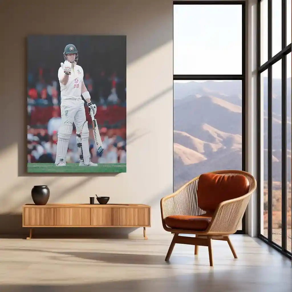 Cricket Metal Poster | Steve Smith Metal Poster | Great Batsman Wall Art | Australian Cricket Legend Frame - TURTLEWINGS