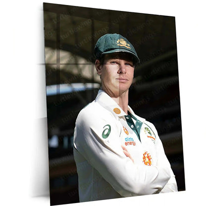 Cricket Metal Poster | Steve Smith Metal Poster | Great Batsman Wall Art | Australian Cricket Legend Frame 01 - TURTLEWINGS