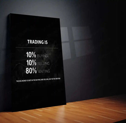 Stock Market Metal Poster | Trading Is 80% Waiting | Trader Patience Motivation Wall Art | Stock Market Discipline Metal Frame - TURTLEWINGS