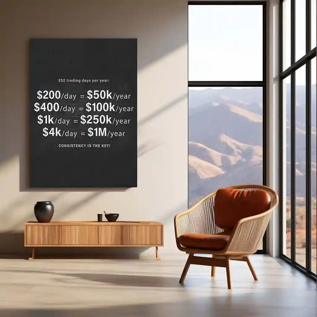 Stock Market Metal Poster | Trading Consistency | Trader Income Motivation Wall Art | Stock Market Discipline Metal Frame - TURTLEWINGS