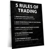 Stock Market Metal Poster | 5 Rules of Trading | Trader Psychology Motivation Wall Art | Stock Market Discipline Metal Frame