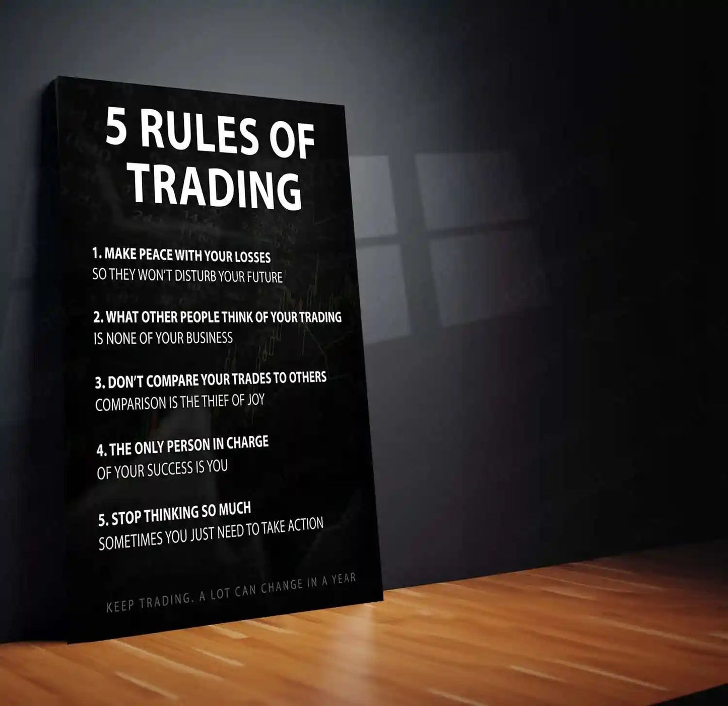 Stock Market Metal Poster | 5 Rules of Trading | Trader Psychology Motivation Wall Art | Stock Market Discipline Metal Frame - TURTLEWINGS