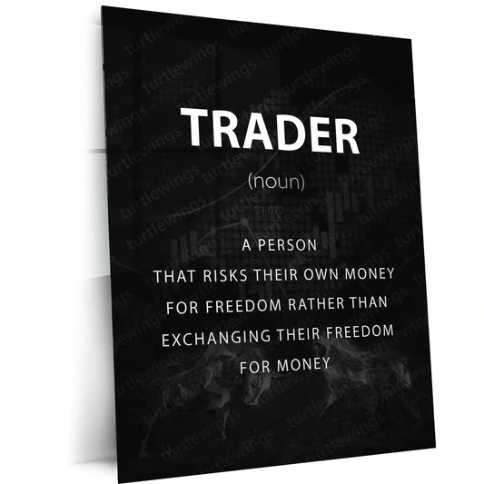 Stock Market Metal Poster | Trader | Financial Freedom Motivation Wall Art | Stock Market Mindset Metal Frame - TURTLEWINGS