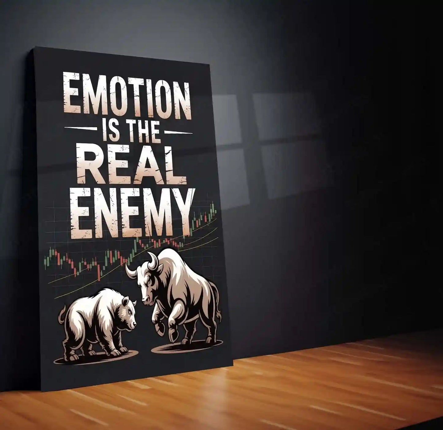 Stock Market Metal Poster | Stock Market – Emotion Is The Real Enemy | Trading Motivation Metal Frame - TURTLEWINGS