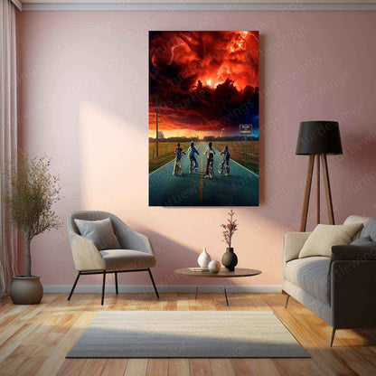 Stranger Things Metal Poster – The Upside Down Awaits 1 - TURTLEWINGS