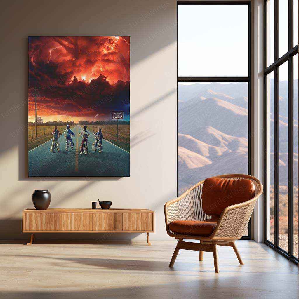 Stranger Things Metal Poster – The Upside Down Awaits 1 - TURTLEWINGS