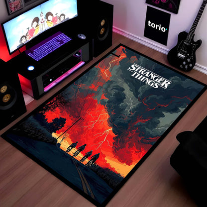 Stranger Things "Upside Down" Area Flat Rug | Retro 80s Sci-Fi Horror Floor Mat | Cinematic Poster Decor for Gaming Room, Teen Bedroom & Fan Cave