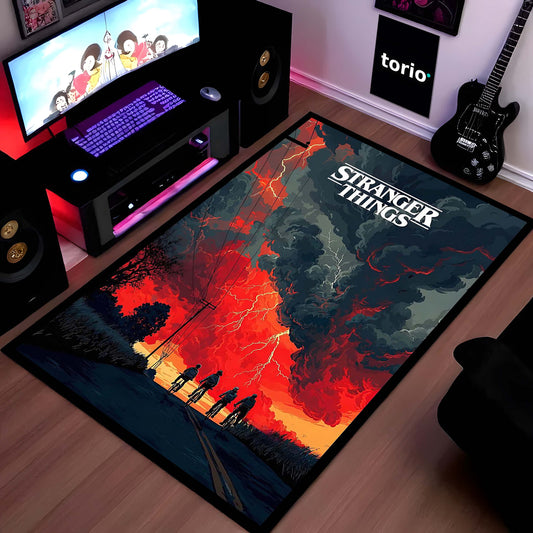 Stranger Things "Upside Down" Area Flat Rug | Retro 80s Sci-Fi Horror Floor Mat | Cinematic Poster Decor for Gaming Room, Teen Bedroom & Fan Cave