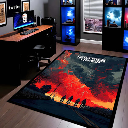 Stranger Things "Upside Down" Area Flat Rug | Retro 80s Sci-Fi Horror Floor Mat | Cinematic Poster Decor for Gaming Room, Teen Bedroom & Fan Cave