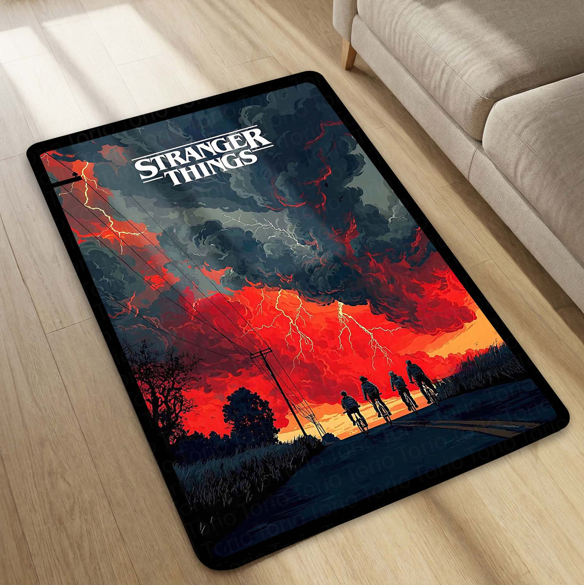Stranger Things "Upside Down" Area Flat Rug | Retro 80s Sci-Fi Horror Floor Mat | Cinematic Poster Decor for Gaming Room, Teen Bedroom & Fan Cave
