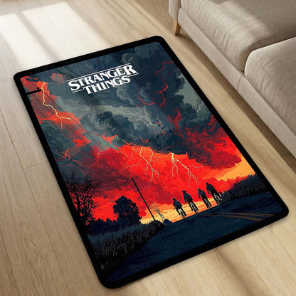 Stranger Things "Upside Down" Area Flat Rug | Retro 80s Sci-Fi Horror Floor Mat | Cinematic Poster Decor for Gaming Room, Teen Bedroom & Fan Cave