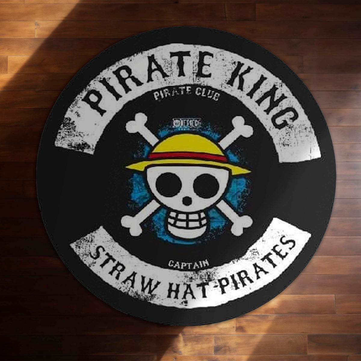 One Piece Straw Hat Pirates Round Flat Rug | Pirate King Skull Floor Mat | Anti-Slip 3 mm Absorbent Circle Flat Rug for Bedroom, Gaming Room & Anime Fans